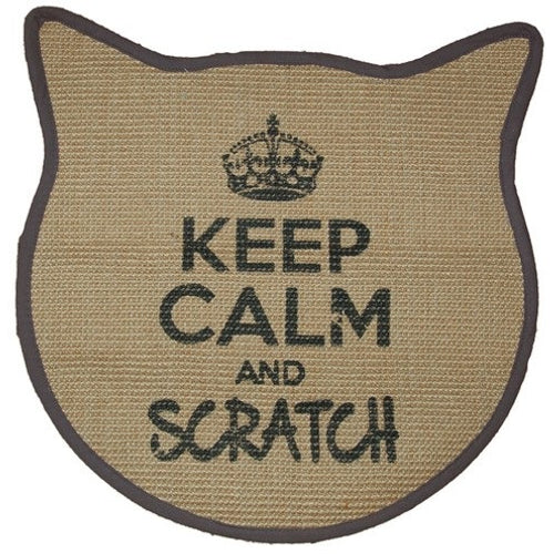 WOUAPY Keep Calm prostirka za grebanje, oblik macje glave, 43x43cm, siva